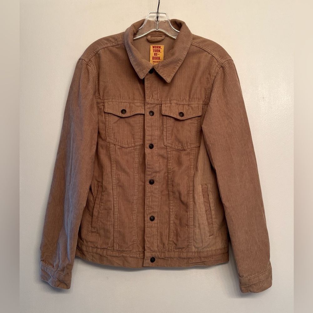 PULL&BEAR Worn Torn and Reborn Tan Corduroy Button Down Jacket Size EU M US S/ M